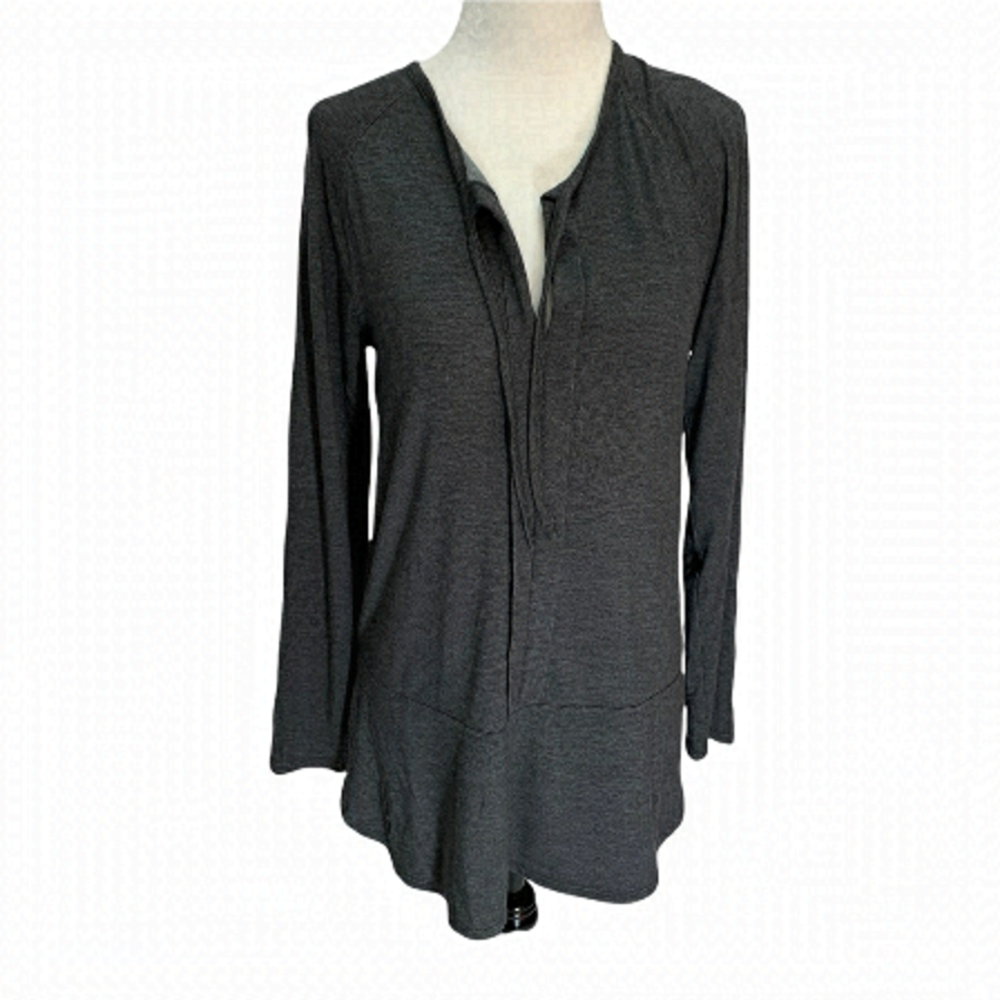𝅺lole V-Neck Grey Long Sleeve Top T-Shirt Size XS